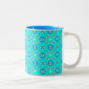 Tasse 2 Couleurs Feuillage moderne abstrait bleu élégant de Teal