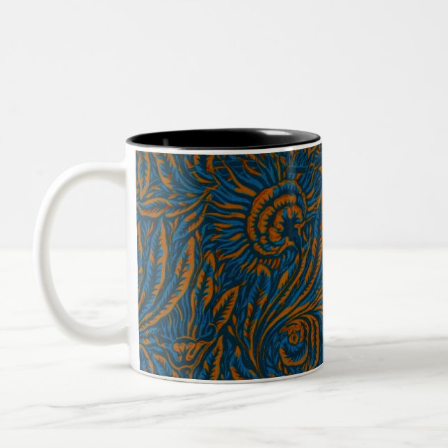 Tasse 2 Couleurs Feuille botanique d'acanthe de style sarcelle Will (Gauche)