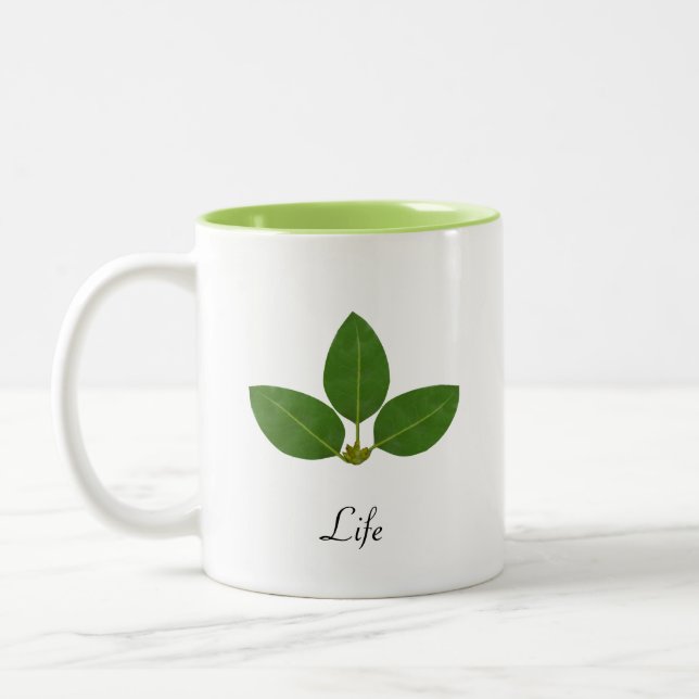 Tasse 2 Couleurs Feuille de laurier verte moderne (Gauche)