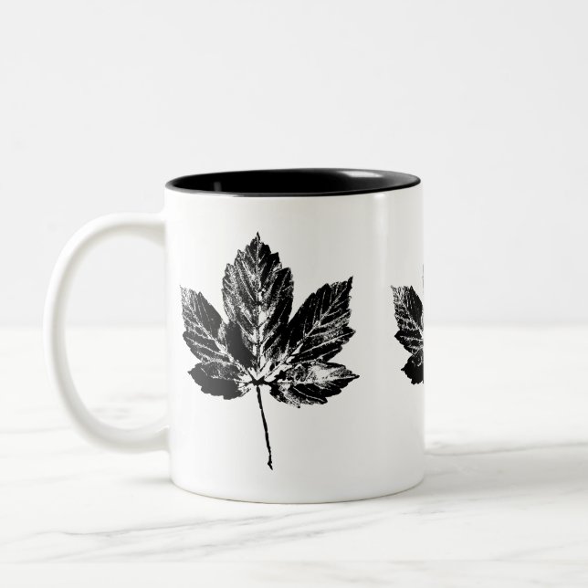 Tasse 2 Couleurs Feuille d'érable noire et blanche (Gauche)