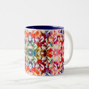 Tasse 2 Couleurs Feuilles botaniques abstraites