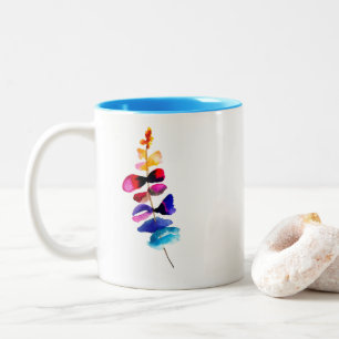 Tasse 2 Couleurs Feuilles colorées aquarelle mignonnes