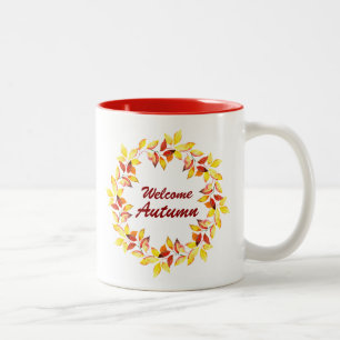 Tasse 2 Couleurs Feuilles d'automne à l'aquarelle