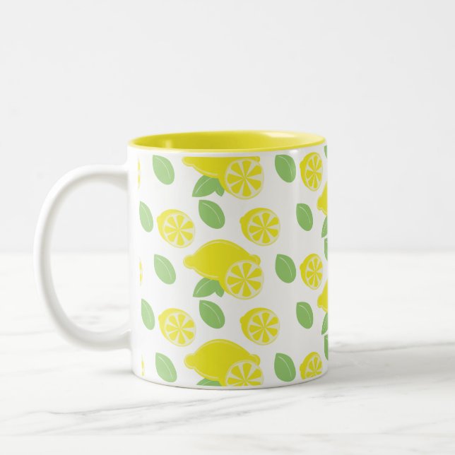 Tasse 2 Couleurs Feuilles de citron moderne jaune (Gauche)