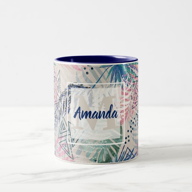 Tasse 2 Couleurs Feuilles de palmier, tropical (Centre)