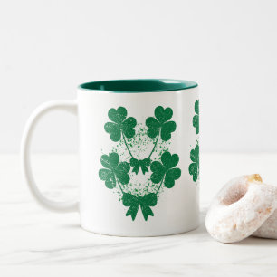 Tasse 2 Couleurs Feuilles de trèfle avec un nœud vert