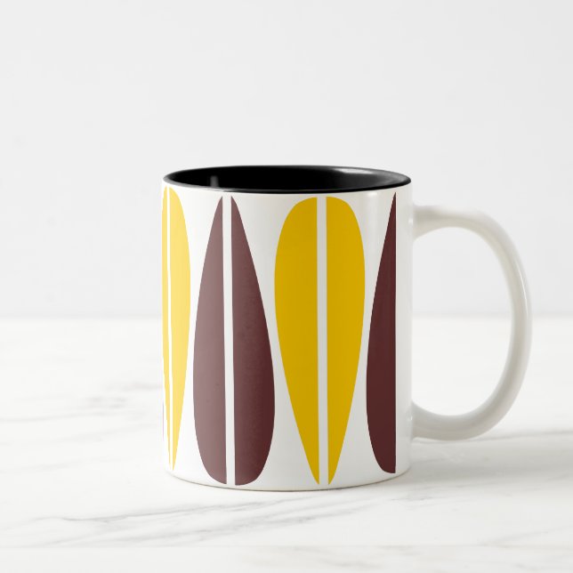 Tasse 2 Couleurs Feuilles rétro - Ambre et Brown foncé (Droit)