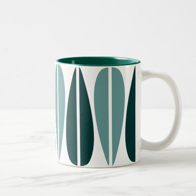Tasse 2 Couleurs Feuilles rétro - Vert océan et Vert foncé (Droit)