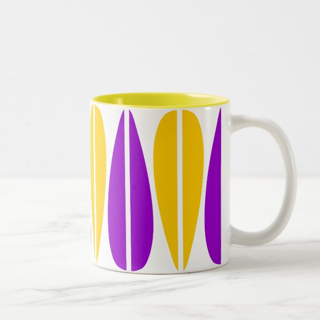 Tasse 2 Couleurs Feuilles rétro - violet et ambre (Droit)