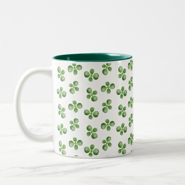 Tasse 2 Couleurs Feuilles succulents sur blanc (Gauche)