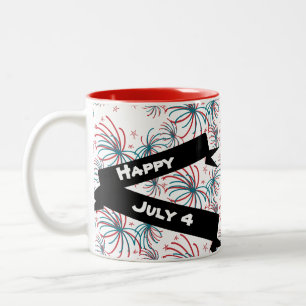 Tasse 2 Couleurs Feux d'artifice Bannière étoiles gribouillis 4 jui