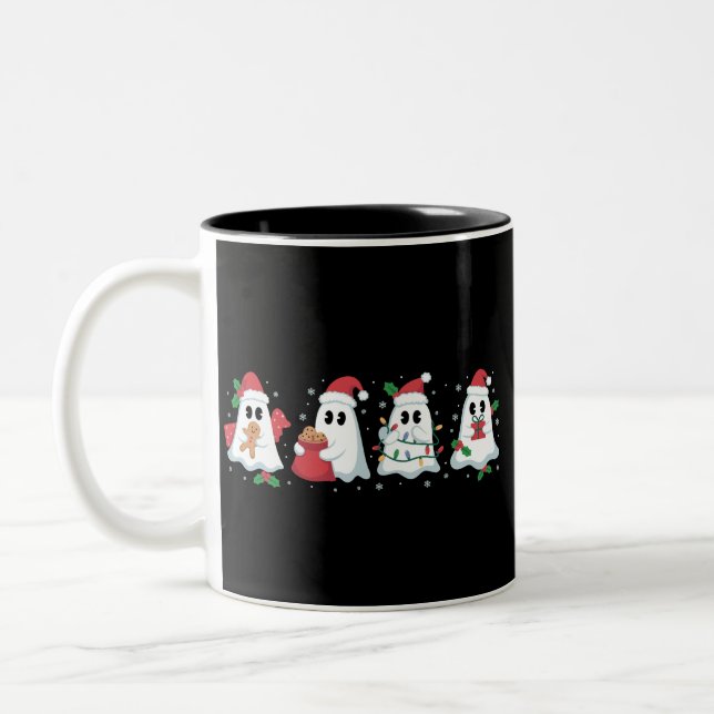 Tasse 2 Couleurs Feux de Noël mignon Fantôme Noël Boo (Gauche)
