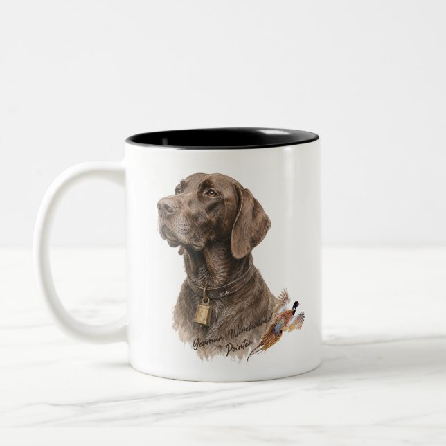 Tasse 2 Couleurs Field & Feather – Braque Allemand avec  (Gauche)