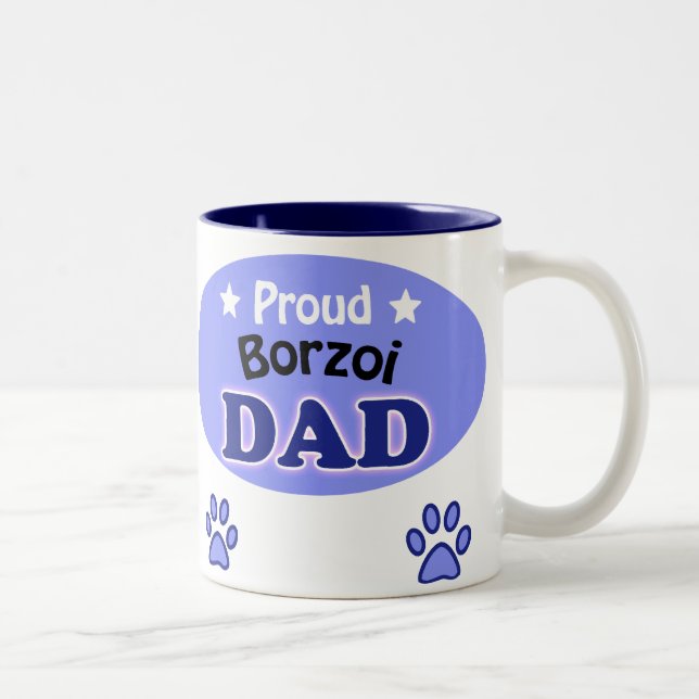 Tasse 2 Couleurs Fier Borzoi Papa (Droit)