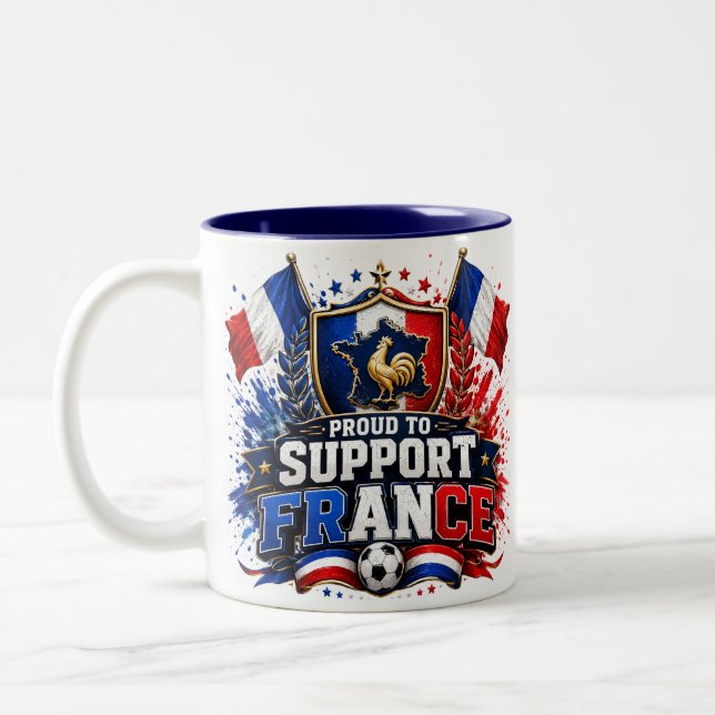 Tasse 2 Couleurs FIER D'APPUIER Équipe France 2026 Coq Football  (Gauche)