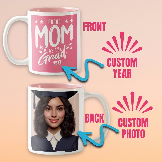 Tasse 2 Couleurs Fier maman de la Grad Custom Année et photo (Proud Mom of the Grad Custom Year and Photo Two-Tone Coffee Mug)