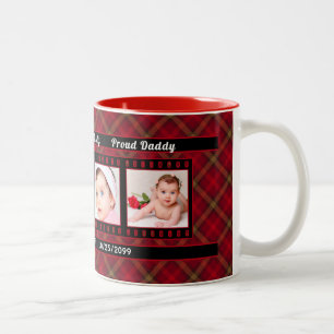 Tasse 2 Couleurs Fier Nouveau papa Rouge Plaid avec Black 4 Photo