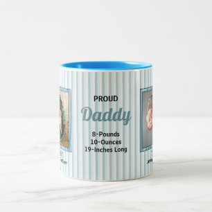 Tasse 2 Couleurs Fier papa Bleu Doux Stripes avec Bébé Photo