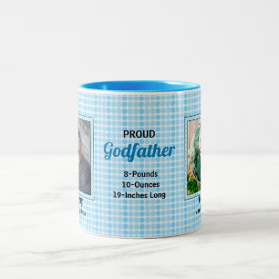 Tasse 2 Couleurs Fier Parrain Pois Bleus avec photos