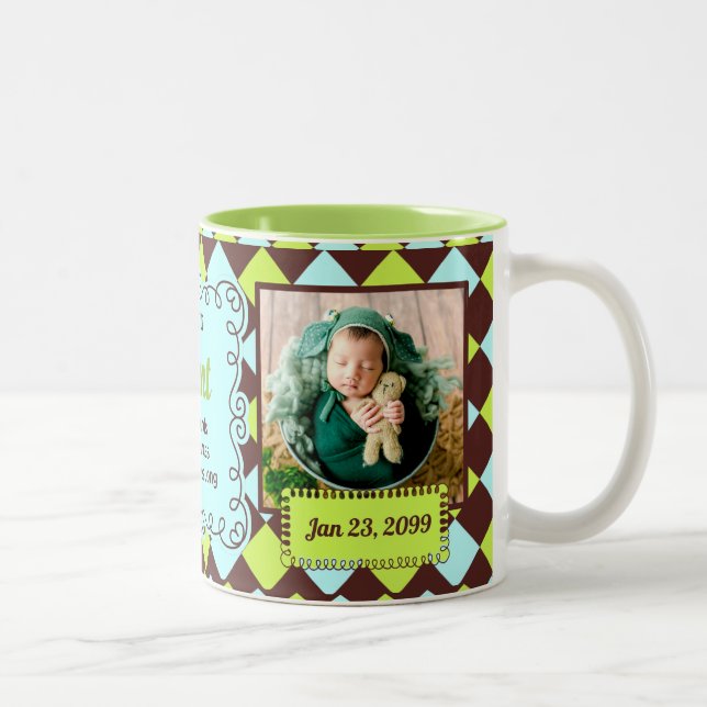 Tasse 2 Couleurs Fier Tante Vert et Brown Arglye Photos bébé (Droit)