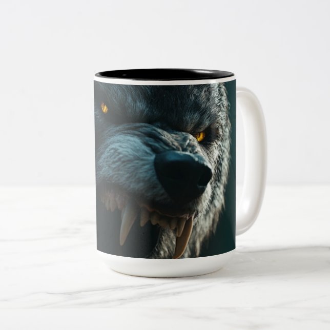Tasse 2 Couleurs Fierce Wolf Guardian (Devant droit)