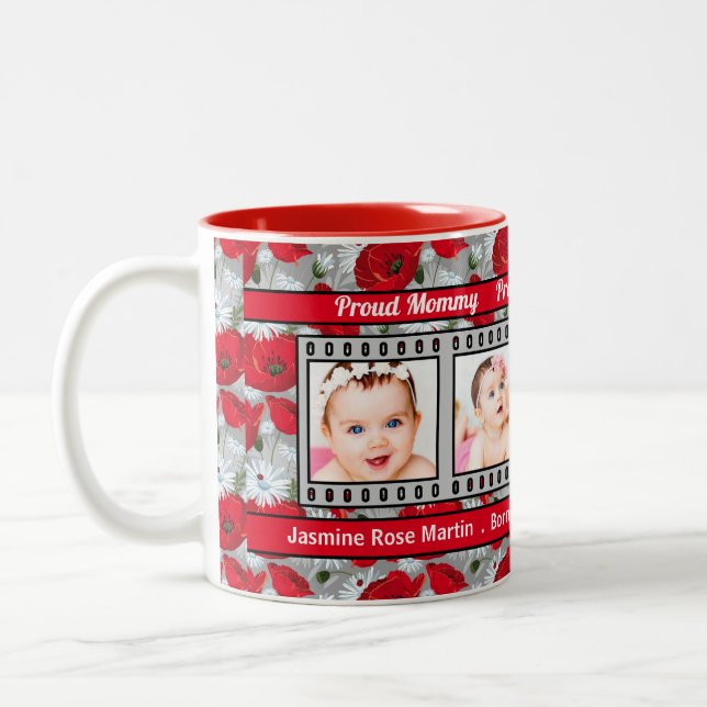 Tasse 2 Couleurs Fiers nouveaux papillons rouges maman 4 Photo (Gauche)