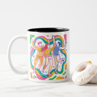 Tasse 2 Couleurs Fierté dansante Rainbow Art | LGBTQ+ coloré
