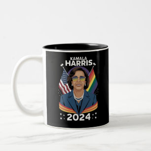 Tasse 2 Couleurs Fierté gay Kamala Harris 2024 Vice-présidente LGBT