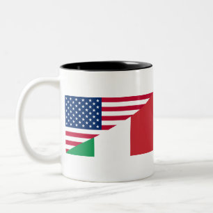 Tasse 2 Couleurs Fierté italo-américaine Drapeau États-Unis Italie