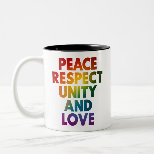 Tasse 2 Couleurs Fierté Paix Respect Unité Et Amour  (Gauche)