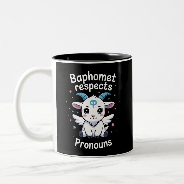 Tasse 2 Couleurs Fierté transgenre Baphomet respecte les pronoms (Gauche)