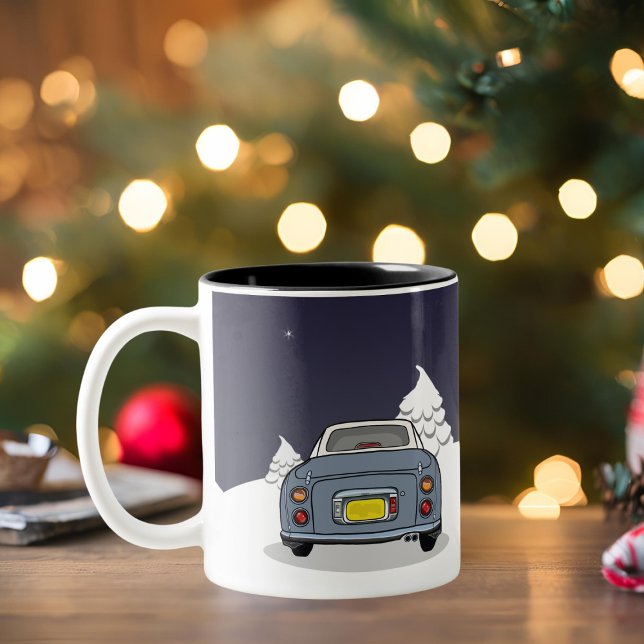 Tasse 2 Couleurs Figaras Fêtes Lapis Gris Figaro Voiture (Happy Figmas! Add your name to this festive figaro mug)