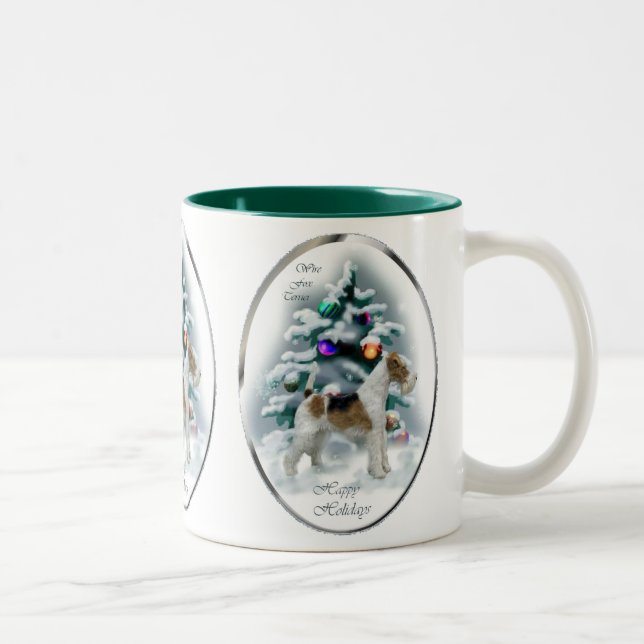 Tasse 2 Couleurs Fil Fox Terrier cadeaux de Noël (Droit)