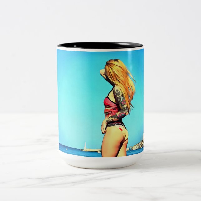 Tasse 2 Couleurs Fille 3 de Pin- de plage (Centre)