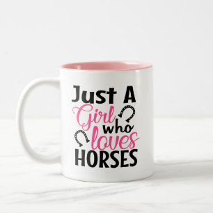 Tasse 2 Couleurs Fille aime les chevaux Western Cowgirl Mignon Chev