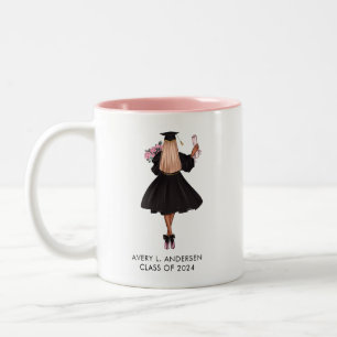 Tasse 2 Couleurs Fille aquarelle moderne personnalisée