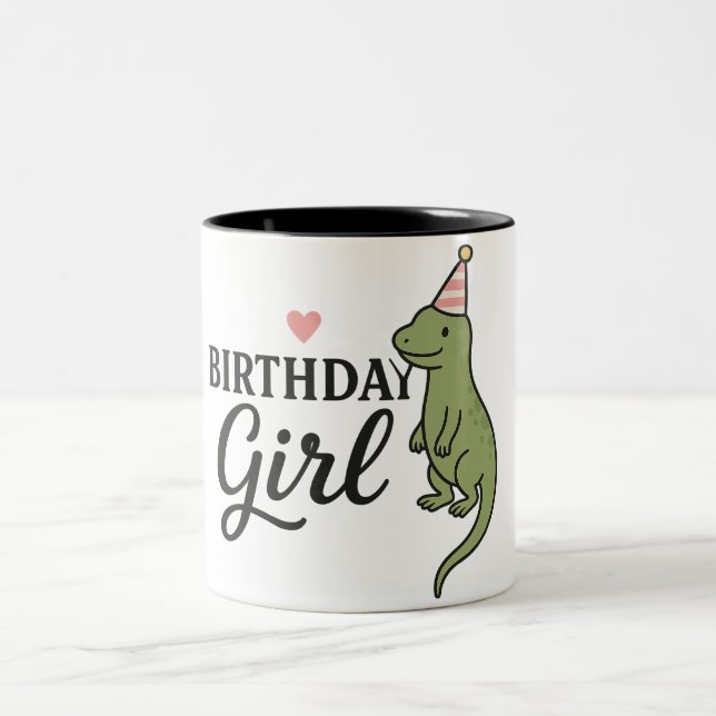 Tasse 2 Couleurs Fille d'anniversaire Lizard - Design de soirée mig (Centre)