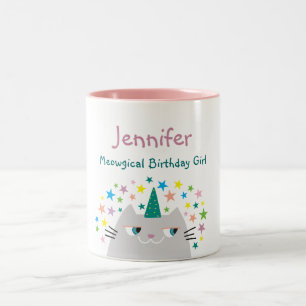 Tasse 2 Couleurs Fille d'anniversaire Miaumagique Nom