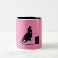 Fille de course de baril Silhouette sur fond rose