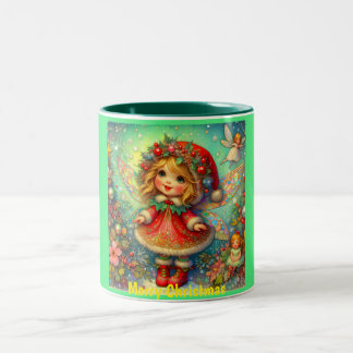 Tasse 2 Couleurs FILLE DE Noël VINTAGE~