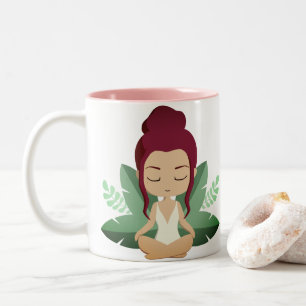 Tasse 2 Couleurs Fille de yoga art de bien-être calme et édifiant