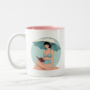 Tasse 2 Couleurs Fille en Bikini Brise d'Été – Vibes Rétro Plage