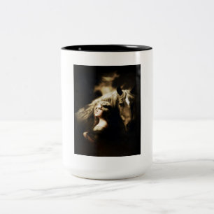 Tasse 2 Couleurs Fille gitane vintage avec le cheval