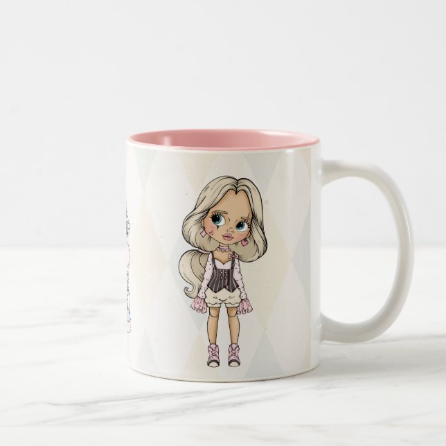 Tasse 2 Couleurs Fille Harlequin de Carnaval (Droit)