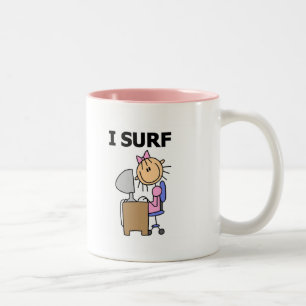 Tasse 2 Couleurs Fille je surfe sur le Web Tshirts et Cadeaux