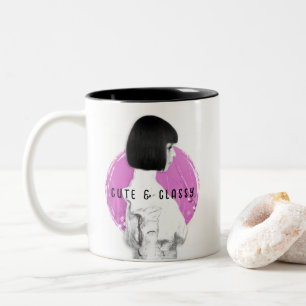 Tasse 2 Couleurs Fille mignonne et classe rose et noir