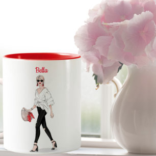 Tasse 2 Couleurs Fille Paris Mode Café personnalisé personnalisé
