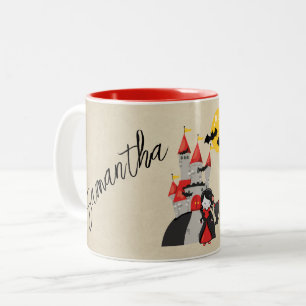Tasse 2 Couleurs Fille vampire mignonne et château hanté Halloween