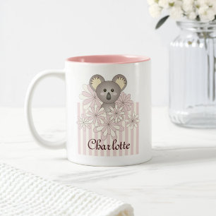 Tasse 2 Couleurs Filles de koala rose pastel personnalisées pour en