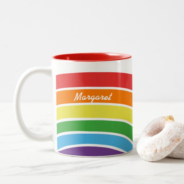 Tasse 2 Couleurs Filles modernes personnalisées de motif (Avec donut)